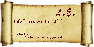 Lőrincze Ernő névjegykártya